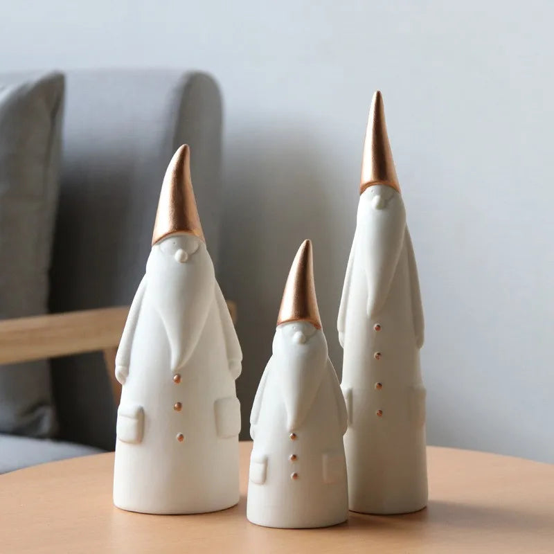 Artesanato de cerâmica simples nórdico, Papai Noel, decoração de animais, entrada de armário de TV, quarto de cama, decoração criativa de casa, conjunto de 3