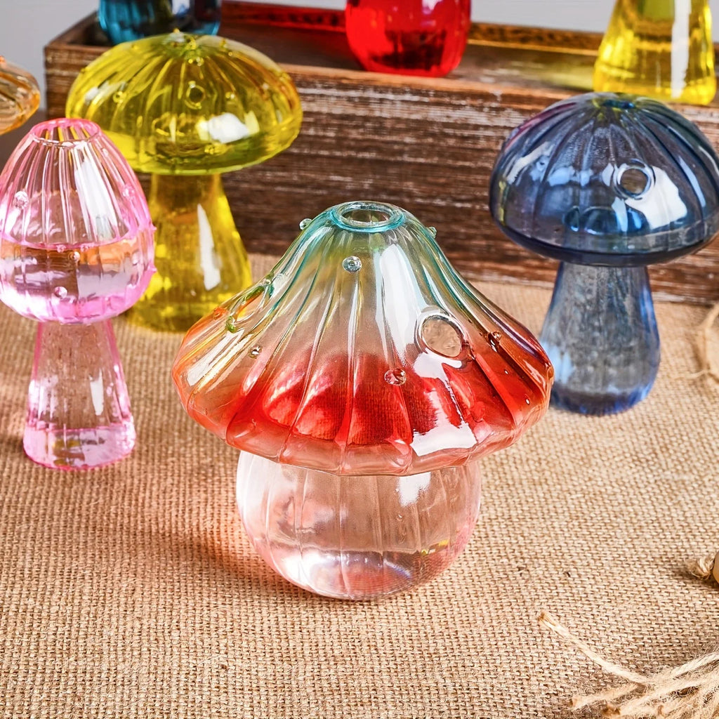 Vaso de cogumelo colorido criativo hidropônico vidro transparente aromaterapia vaso sala estar jantar desktop arte decoração