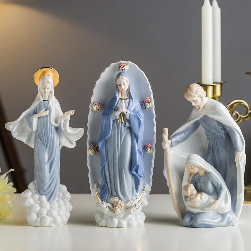 Réativa cerâmica personagem escultura cristão católico madonna jesus igreja personagem estátua decoração para casa