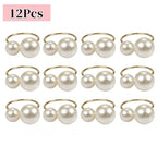 1-96 pçs elegantes guardanapo anéis pérola contas ouro guardanapo anel suportes decoração de casamento para jantar festa casa decoração de mesa