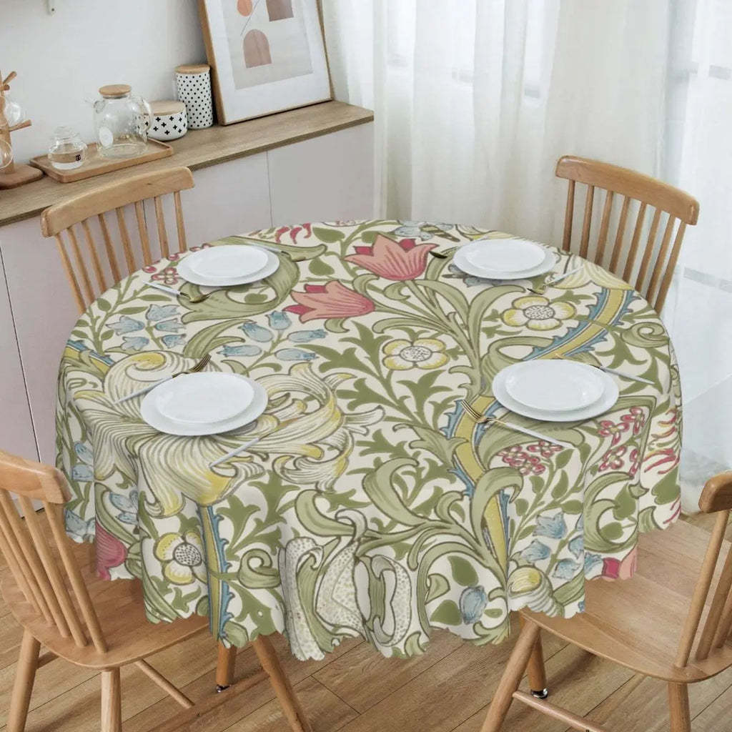 Redonda Pavões E Raposa Por William Morris Toalha De Mesa À Prova De Óleo À Prova D' Água Cobre Animais Da Floresta Têxtil Padrão Toalha De Mesa