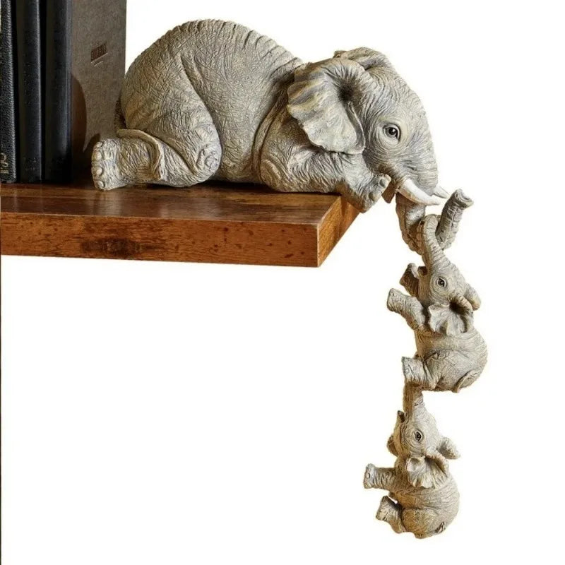 3 pçs/set bonito elefante abraço boneca resina artesanato decoração para casa presente estatuetas decorativas miniaturas acessórios