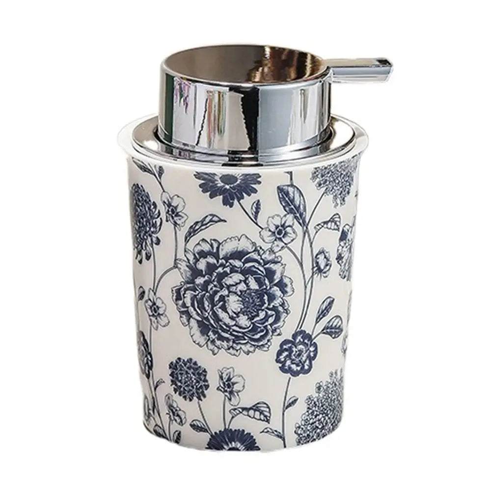 Dispensador de sabão de espuma cerâmica decorativa floral vintage luxo garrafa de espuma líquida 250ml recarregável garrafa de bomba de sabão de mão