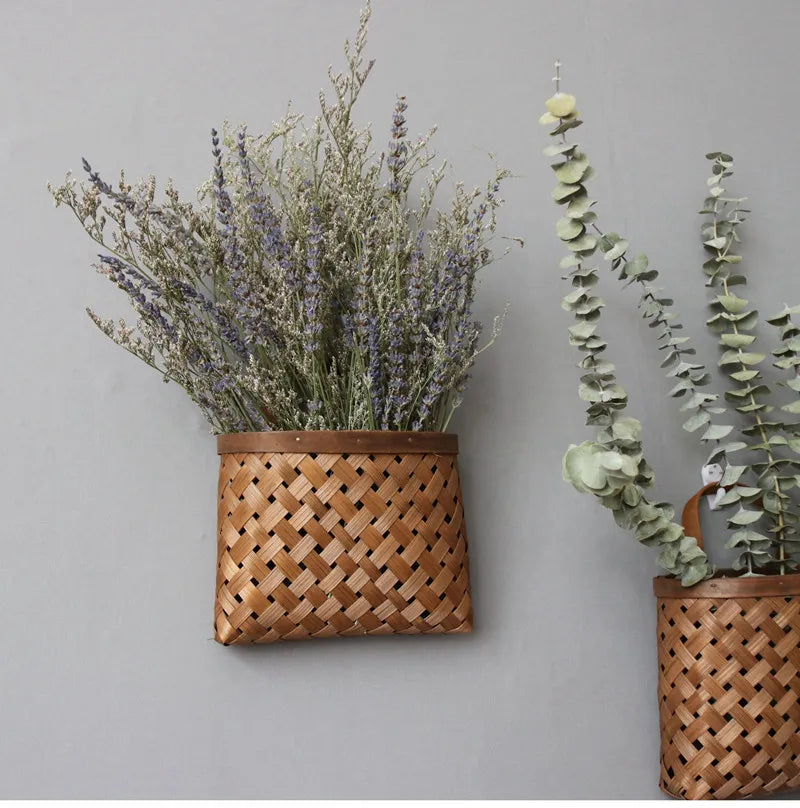 Conjunto de Cesta Decorativa de Bambu