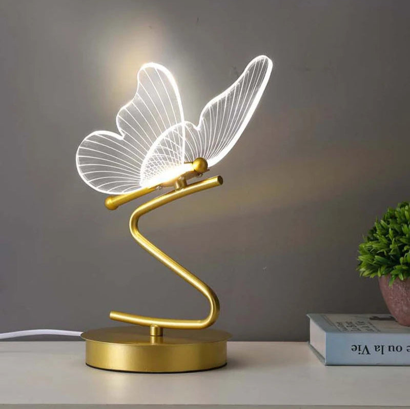 Nordic led candeeiros de mesa iluminação interior botão interruptor quarto cabeceira sala estar restaurante decoração casa borboleta lâmpada mesa