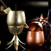 Copo de abacaxi de aço inoxidável, caneca mule de moscou, canecas de metal criativas, copos de vidro de coquetel com canudo e tampa, canecas de coquetel, ferramenta de bar