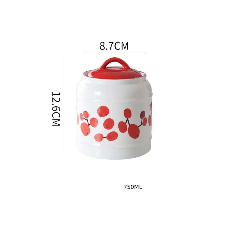 Jarro selado cerâmico com tampa, jarra do armazenamento da mercearia, grande capacidade, transportador portátil do chá, armazenamento do petisco da umidade-prova, uso home