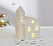 Ornamentos criativos de cerâmica pequenas casas decorações de natal brilhantes casas de neve mobiliário doméstico ins ornamentos decoração