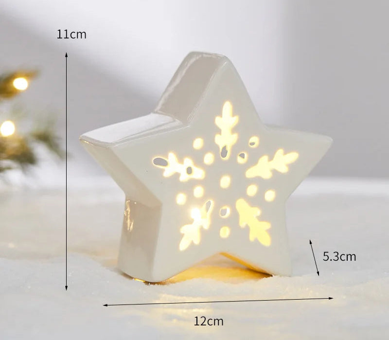 Ornamentos criativos de cerâmica pequenas casas decorações de natal brilhantes casas de neve mobiliário doméstico ins ornamentos decoração