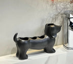 Dachshund cerâmica suporte de escova de dentes elétrica rack armazenamento pia do banheiro lavatório pasta de dentes base decoração do banheiro