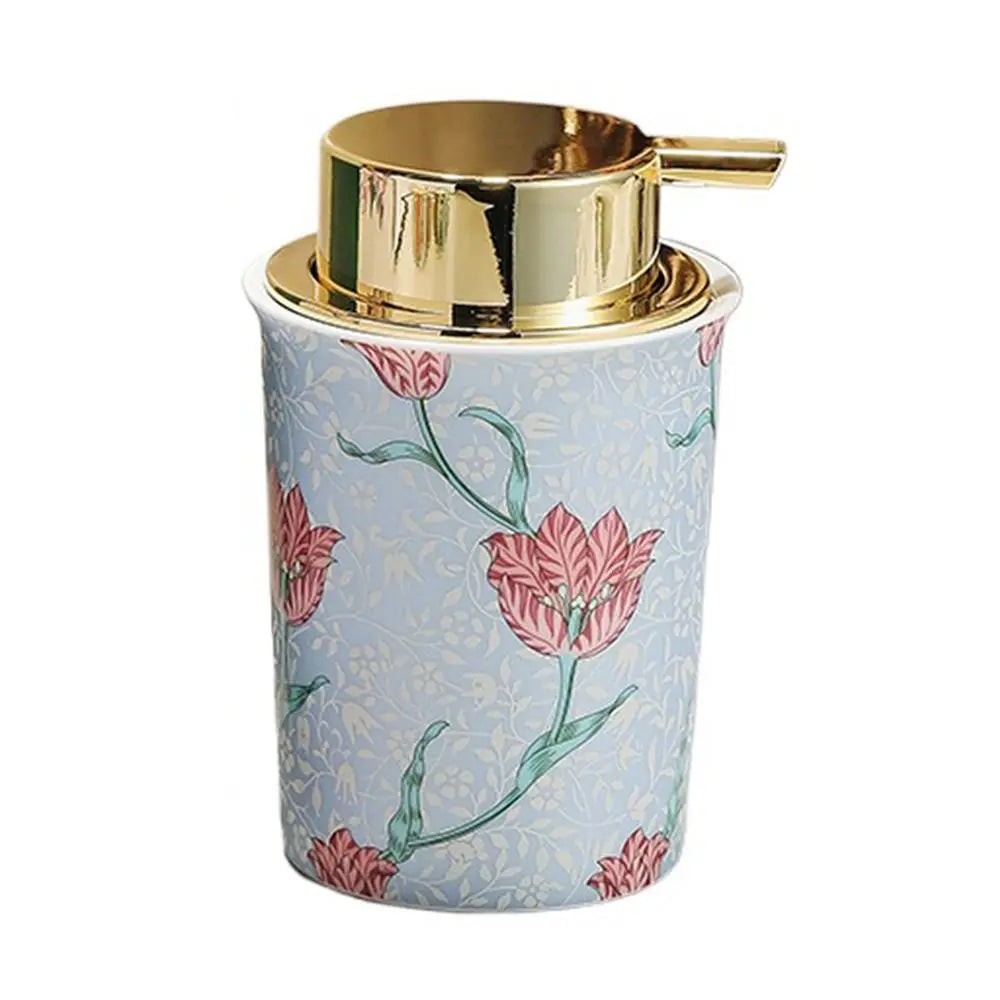 Dispensador de sabão de espuma cerâmica decorativa floral vintage luxo garrafa de espuma líquida 250ml recarregável garrafa de bomba de sabão de mão