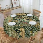 Redonda Pavões E Raposa Por William Morris Toalha De Mesa À Prova De Óleo À Prova D' Água Cobre Animais Da Floresta Têxtil Padrão Toalha De Mesa