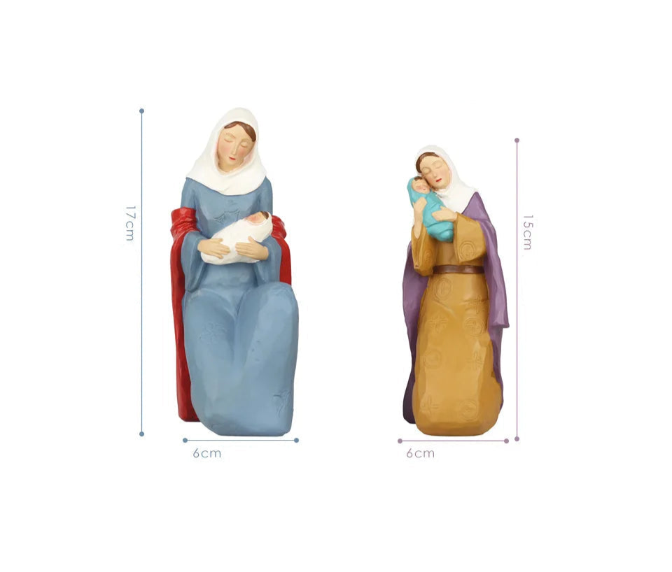 Conjunto de estátua de virgem maria e bebê jesus inspirado sagrado para decoração de casa muçulmana, figuras religiosas clássicas de mãe e infantil da moda