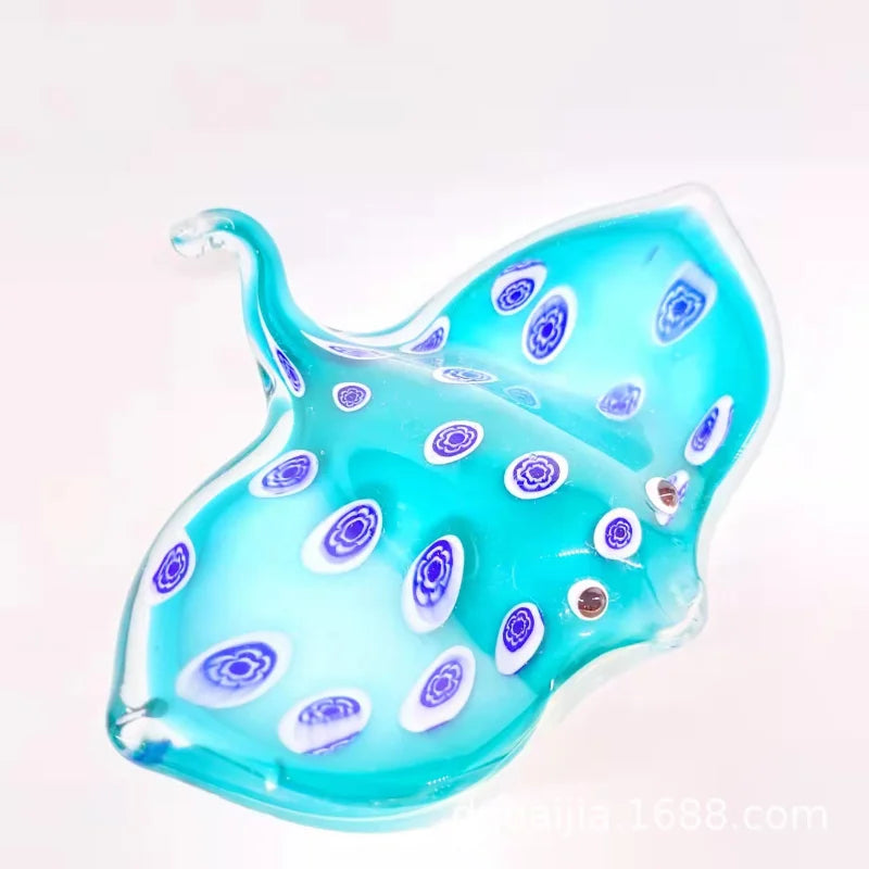 Estatuetas de animais marinhos soprados de vidro artesanal, escultura de peixe do diabo, miniaturas modernas, decorações para casa, presente de natal para crianças