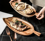 Bandeja estética alta em forma de folha de madeira bandeja de chá da tarde bandeja de sushi ocidental sobremesa bandeja de refeição de frutas bandeja de alimentos de madeira à prova dwaterproof água