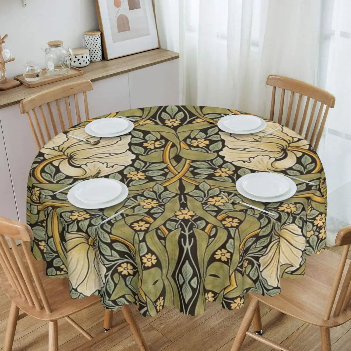 Redonda Pavões E Raposa Por William Morris Toalha De Mesa À Prova De Óleo À Prova D' Água Cobre Animais Da Floresta Têxtil Padrão Toalha De Mesa