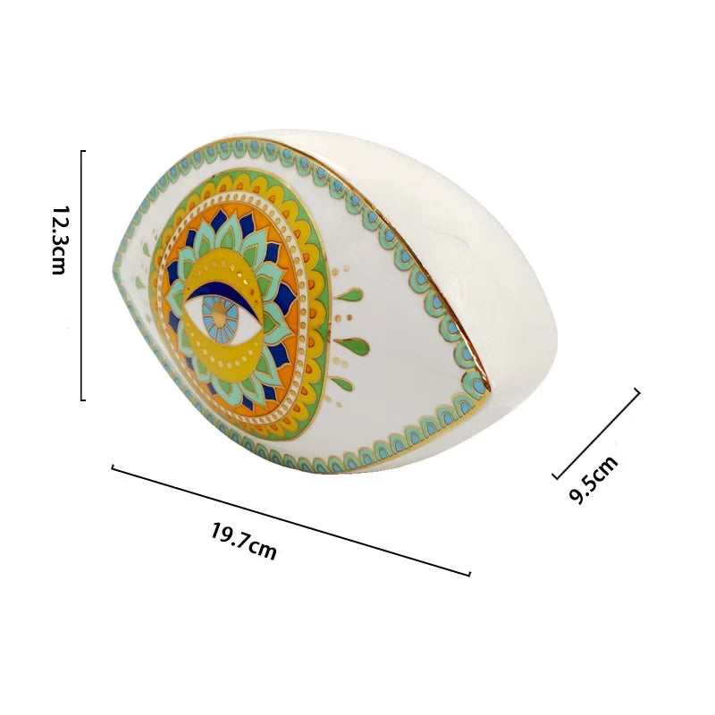 Artesanato de cerâmica criativo, decoração de casa, azul turco, esculturas de mau olhado, estátua de olho do diabo, estilo marrocos, ornamentos de mesa