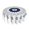 Toalha de mesa redonda de mau olhado, capa de mesa decorativa de tecido, toalha de mesa de 60 polegadas para mesa