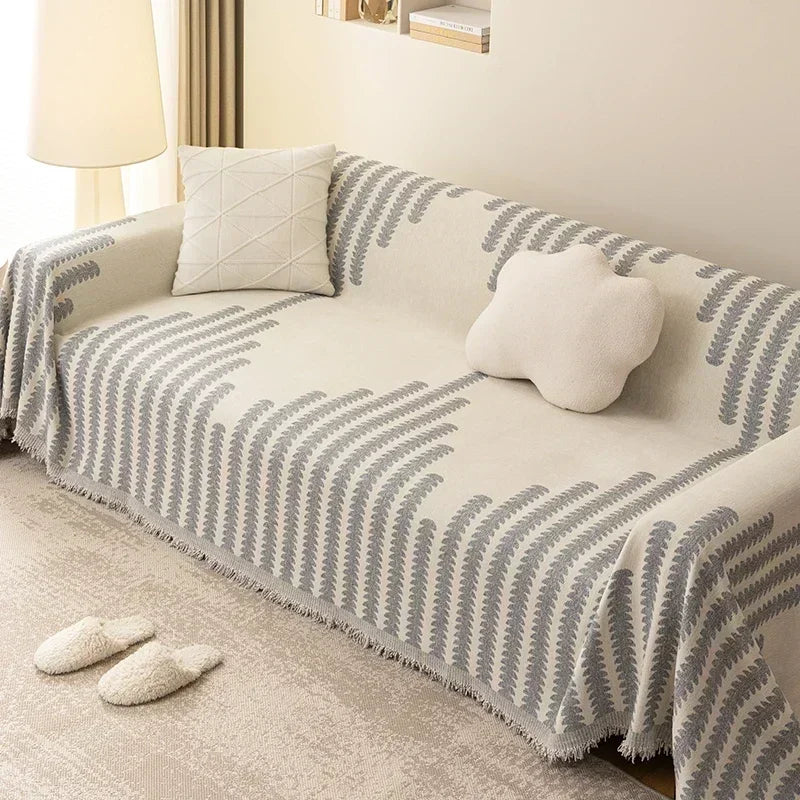 Engrossar cobertor de chenille clássico preto listra sofá cobertor verão antiderrapante cobertor escritório nap xale almofada capas de sofá 