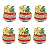 6 pçs anéis de guardanapo de natal árvore de natal floco de neve veados quebra-nozes guardanapo titular fivela de guardanapo de ouro para festa de natal decoração de mesa