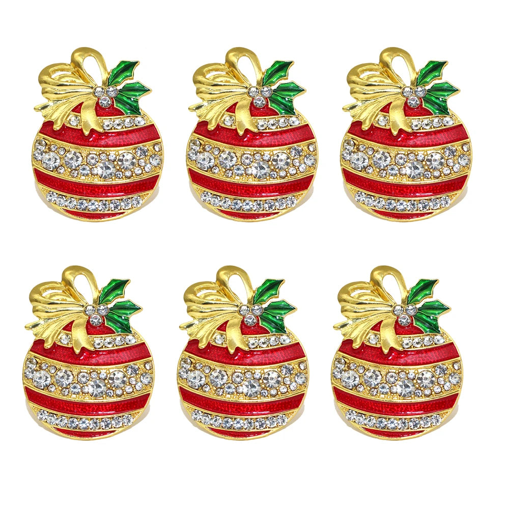 6 pçs anéis de guardanapo de natal árvore de natal floco de neve veados quebra-nozes guardanapo titular fivela de guardanapo de ouro para festa de natal decoração de mesa