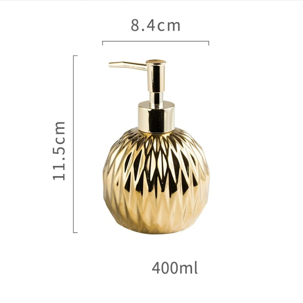 Luxo Gold Soap Dispenser com Press handle Ceramic Dispenser Silver Dispenser com aço inoxidável Bandeja Banheiro Acessório