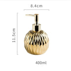 Luxo Gold Soap Dispenser com Press handle Ceramic Dispenser Silver Dispenser com aço inoxidável Bandeja Banheiro Acessório