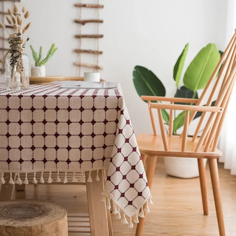 Toalha de Mesa de Linho Japonês Bordada