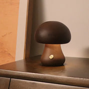 Cogumelo bonito led night light lâmpada de mesa de cabeceira de madeira com interruptor de toque decoração do quarto lâmpada de cogumelo ambiental de alto nível