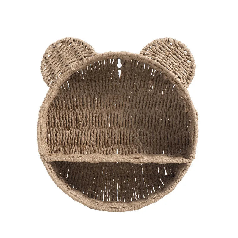 Cesta de parede cesta de armazenamento tecida à mão cesta de suspensão de rattan simulado cesta de suspensão de parede decoração de casa
