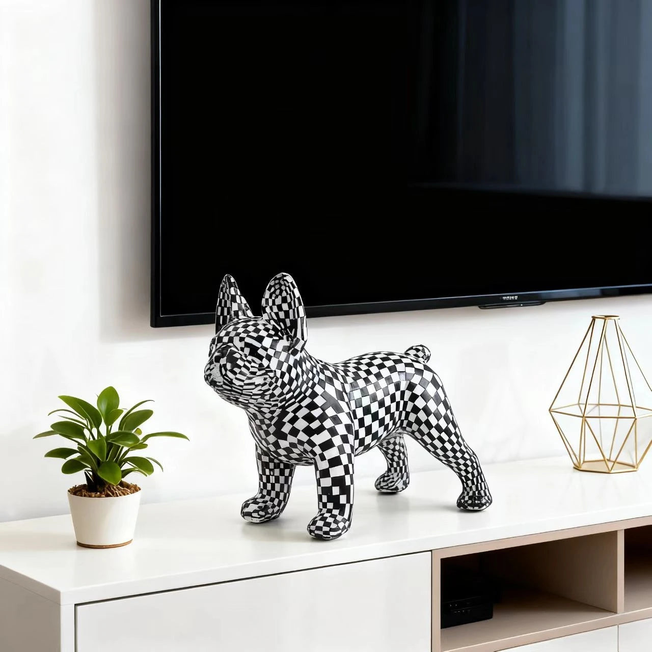 Mosaico estátua de buldogue francês artesanal escultura de arte colorida decoração animal 3d para jardim casa presente exclusivo para amantes de animais de estimação