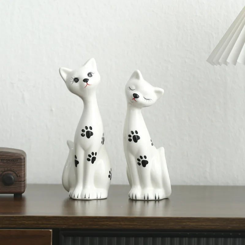 Casal de Gatos em Cerâmica