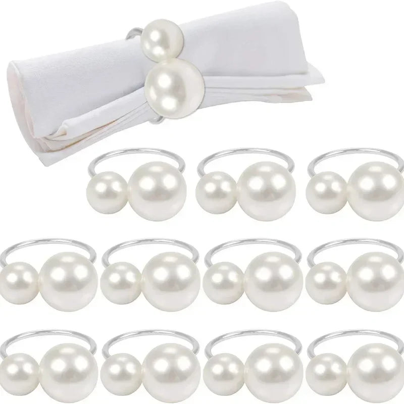 1-96 pçs elegantes guardanapo anéis pérola contas ouro guardanapo anel suportes decoração de casamento para jantar festa casa decoração de mesa
