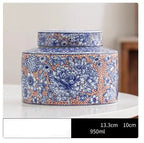 Jarra de chá de cerâmica chinesa, jarra de doces roxa de alta qualidade, caixa selada de porcelana azul e branca, garrafa de cerâmica funcional, ornamento para casa