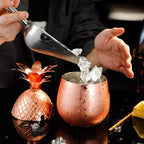Copo de abacaxi de aço inoxidável, caneca mule de moscou, canecas de metal criativas, copos de vidro de coquetel com canudo e tampa, canecas de coquetel, ferramenta de bar