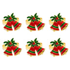 6 pçs anéis de guardanapo de natal árvore de natal floco de neve veados quebra-nozes guardanapo titular fivela de guardanapo de ouro para festa de natal decoração de mesa