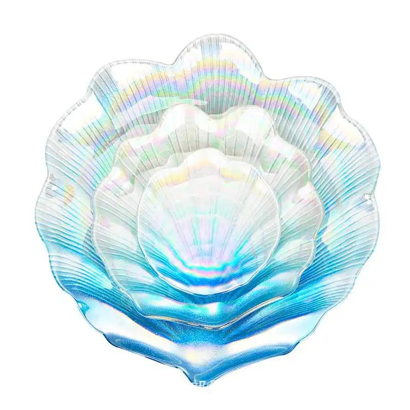 Placas Irregulares De Shell De Vidro Colorido Criativo, Bandeja De Frutas Marinhas Em Casa, Ornamentos Europeus De Lanches, Placas Decorativas