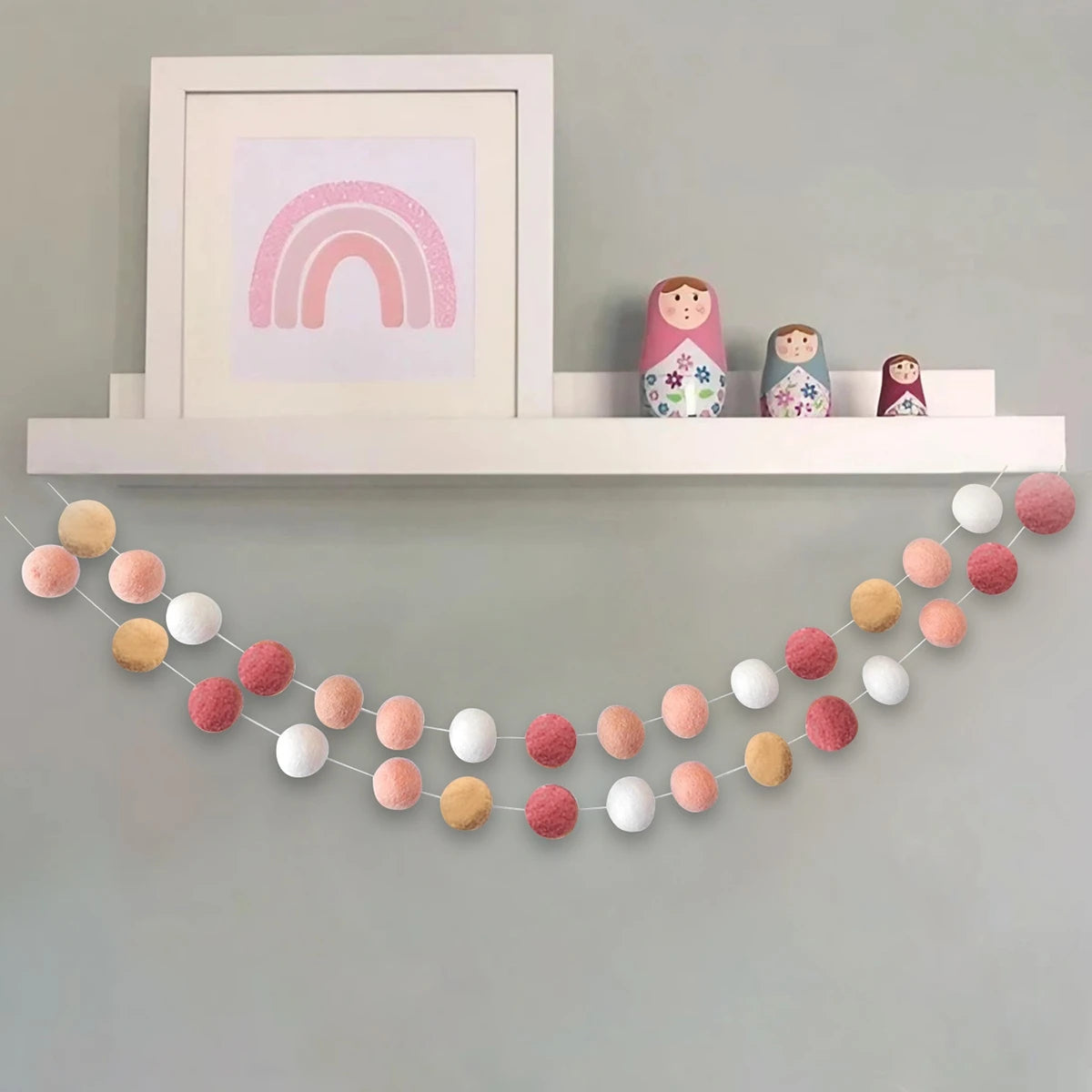 2m bola de feltro guirlanda pompom corda ornamentos para boho casa decoração do quarto chá de bebê aniversário natal decoração da parede
