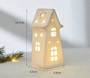 Ornamentos criativos de cerâmica pequenas casas decorações de natal brilhantes casas de neve mobiliário doméstico ins ornamentos decoração