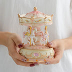 Brinquedo musical de resina artesanal, cavalo giratório, carrossel, caixa de música, artesanato, decoração de casa, brinquedos colecionáveis, presente de aniversário