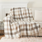 Battilo xadrez lance cobertor para cama sofá verde leve cobertor de caxemira cobertores com borlas primavera lance decoração para casa