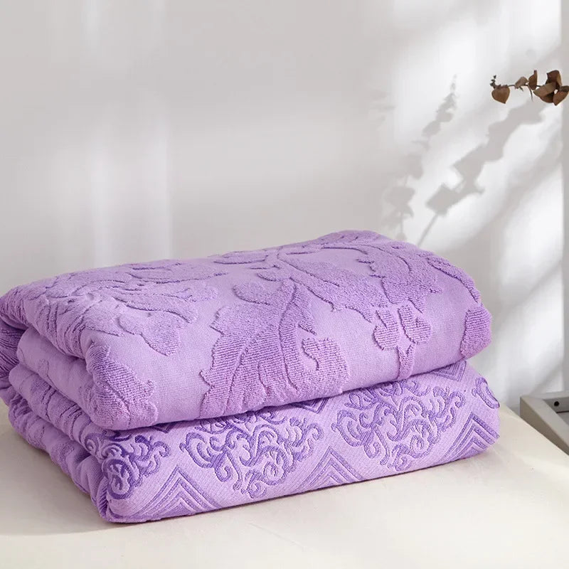 Cobertor de fio de algodão para adultos e crianças Colcha macia e respirável Colcha Jacquard Cobertores de verão no sofá e cama