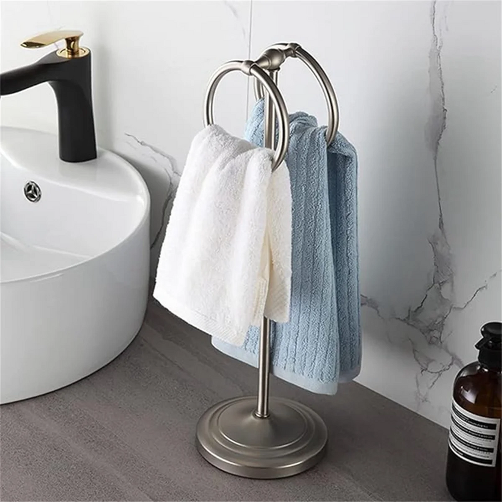 Abnp toalheiro de aço inoxidável do chão ao teto anel de toalha vertical anel duplo multifuncional removível sem perfuração