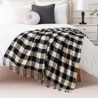 Battilo xadrez lance cobertor para cama sofá verde leve cobertor de caxemira cobertores com borlas primavera lance decoração para casa