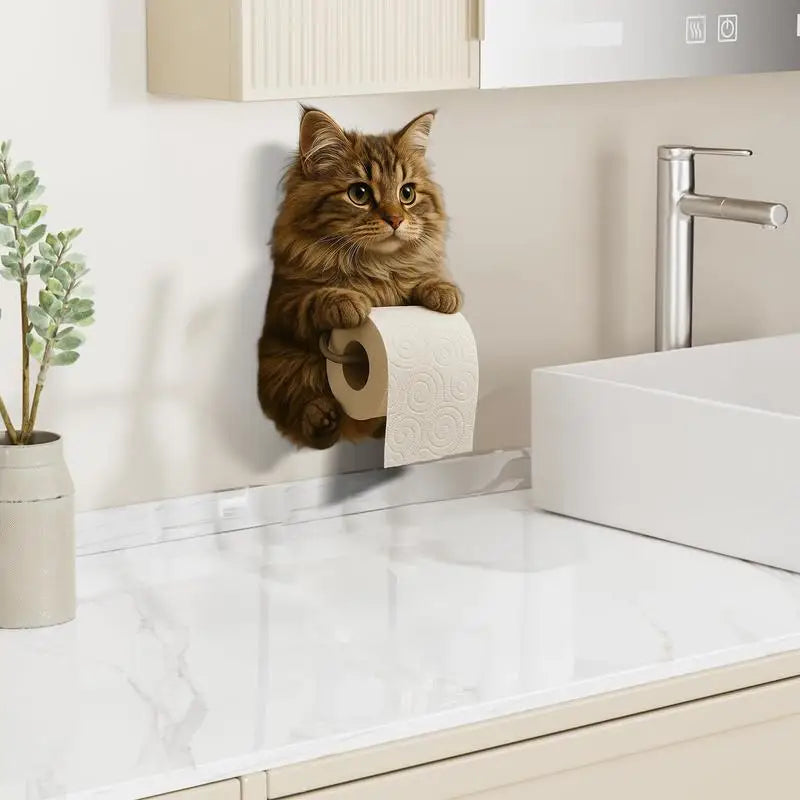 Suporte de papel higiênico engraçado gatos cães resina estátua animal acessórios do banheiro fixado na parede bonito dispensador de tecido