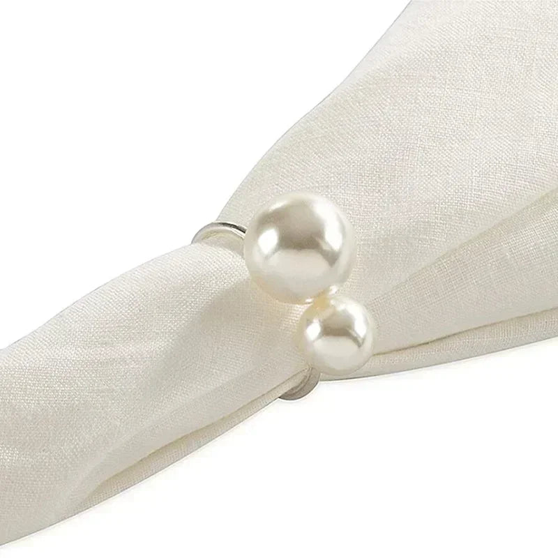 1-96 pçs elegantes guardanapo anéis pérola contas ouro guardanapo anel suportes decoração de casamento para jantar festa casa decoração de mesa