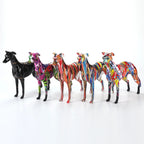 9.84inch Painting Art Graffiti Greyhound Family Dog Whibbit Dog Creative Resin Crafts Home Decoration Wine Cabinet Office Gift