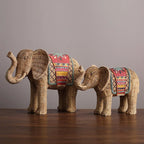 Ornamentos de artesanato de resina trançado pintados à mão elefante ornamento simulação estátua animal artesanal elefante decoração