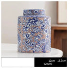 Jarra de chá de cerâmica chinesa, jarra de doces roxa de alta qualidade, caixa selada de porcelana azul e branca, garrafa de cerâmica funcional, ornamento para casa