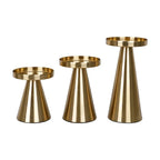 Castiçal dourado 3-1 conjunto, castiçal, pilar, recipiente de vela, suporte de metal cônico, decoração de casamento, luxo, presentes de dia dos namorados